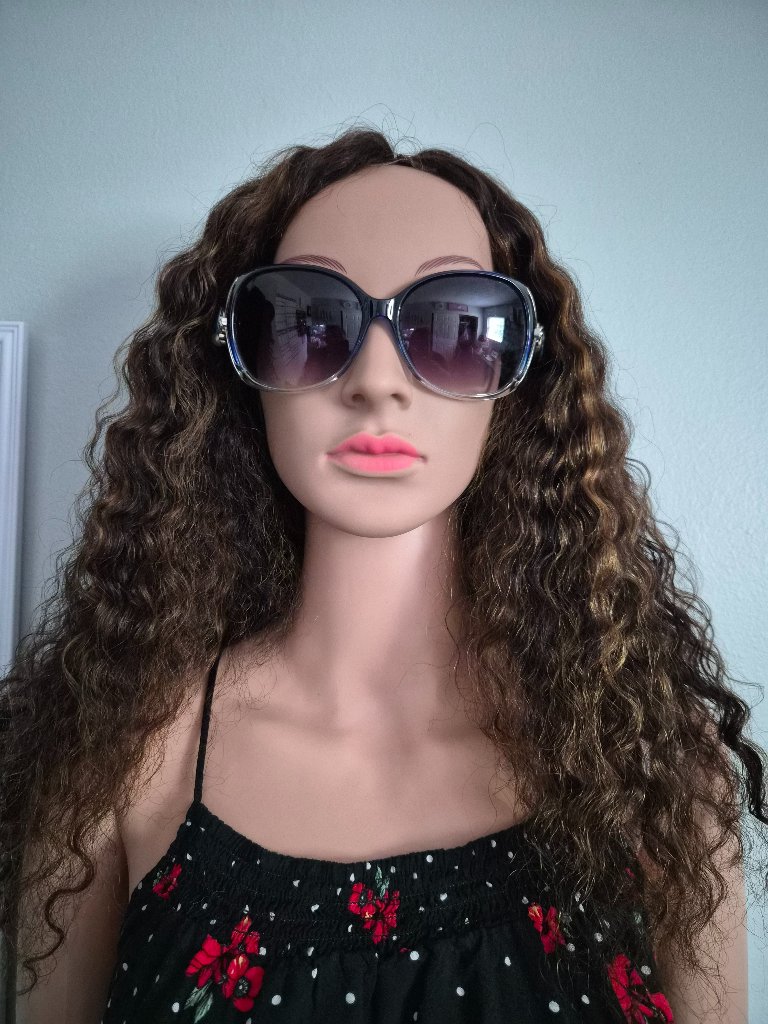 Womens Large Blue Ombre Framed Dark Lens Sunglasses